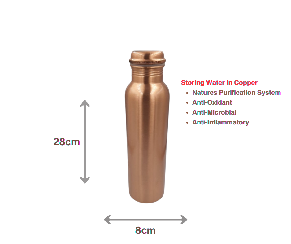 Pure Copper Water Bottle – 950ml (Plain Design)