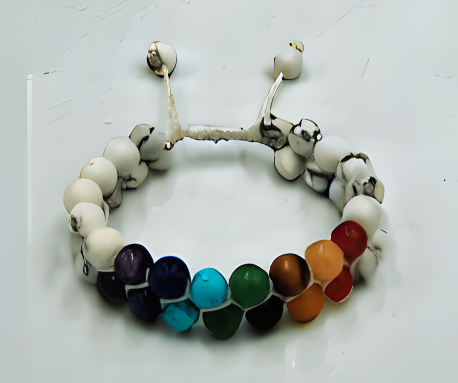 White Howlite 7 Chakra Bracelet - Lab Certified