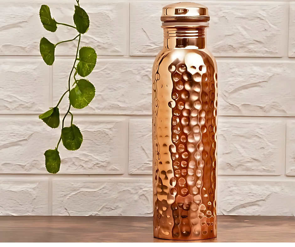 Pure Copper Water Bottle – 950ml (Hammered Design)