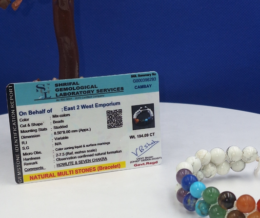 White Howlite 7 Chakra Bracelet - Lab Certified