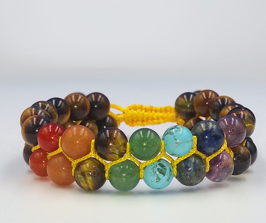 Tigers Eye 7 Chakra Bracelet - Lab Certified