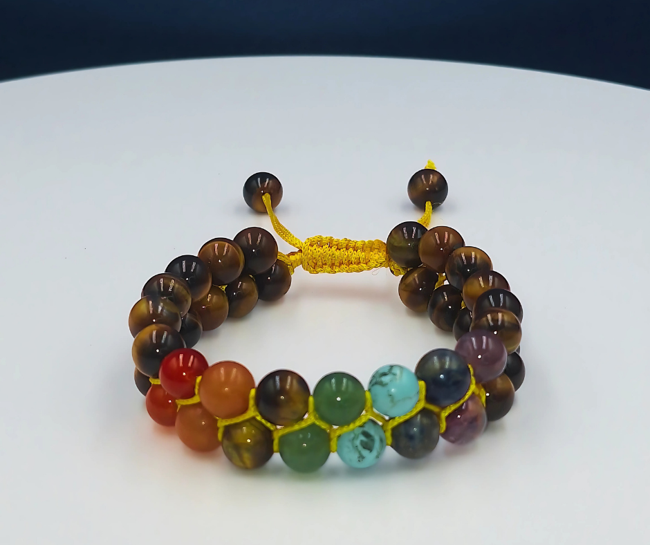 Tigers Eye 7 Chakra Bracelet - Lab Certified