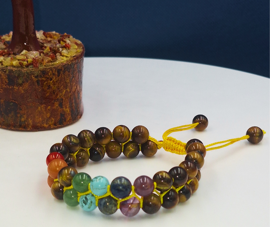 Tigers Eye 7 Chakra Bracelet - Lab Certified