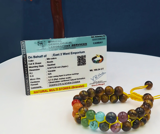 Tigers Eye 7 Chakra Bracelet - Lab Certified