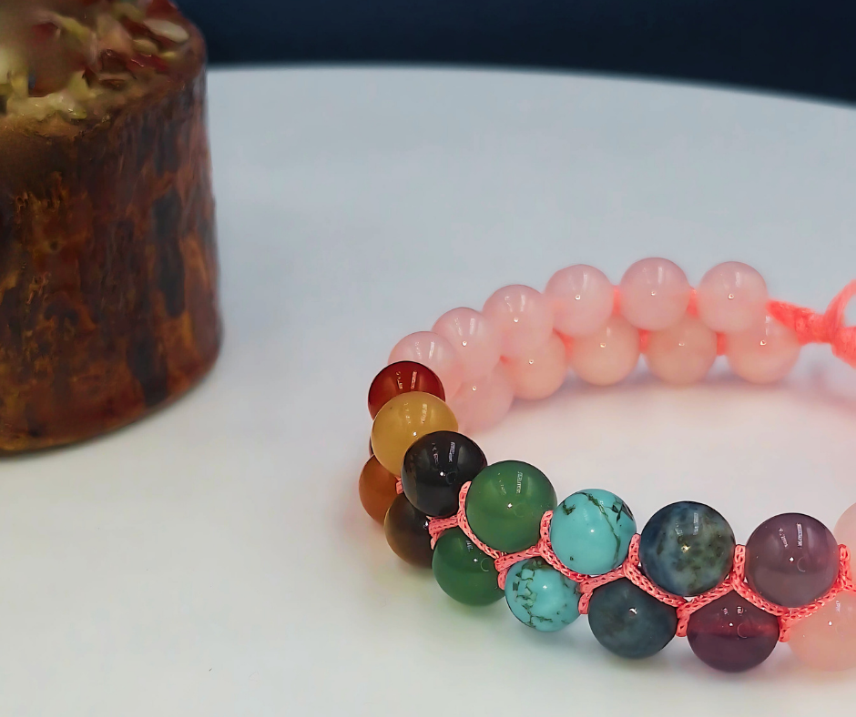 Rose Quartz 7 Chakra Bracelet - Lab Certified