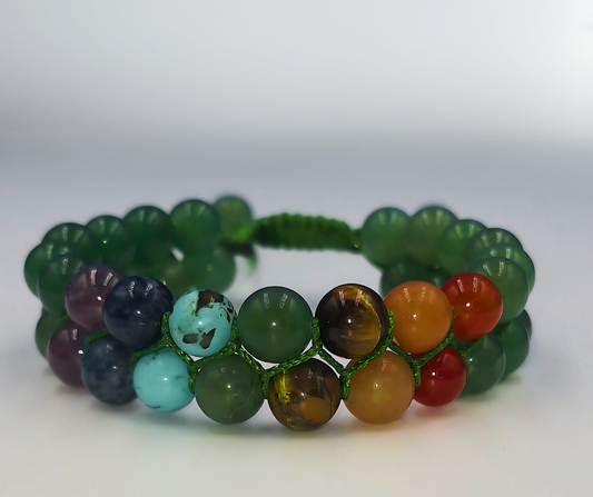 Green Aventurine 7 Chakra Bracelet - Lab Certified