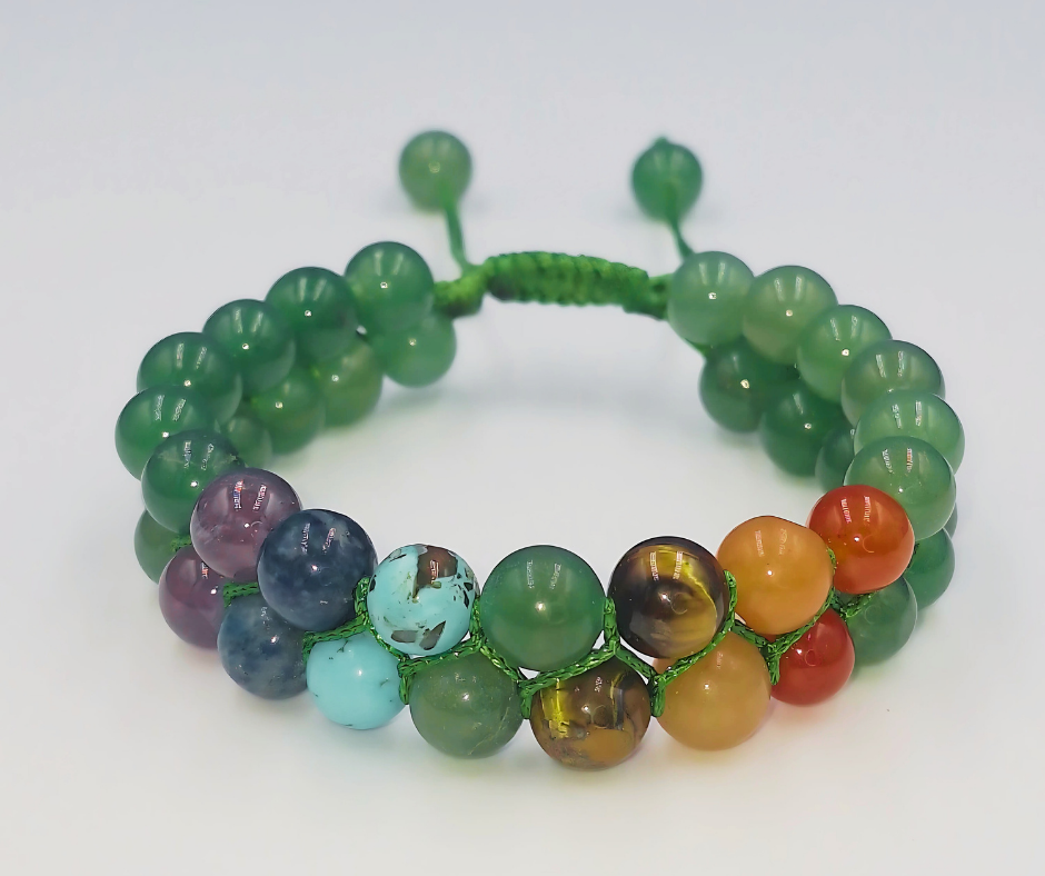 Green Aventurine 7 Chakra Bracelet - Lab Certified