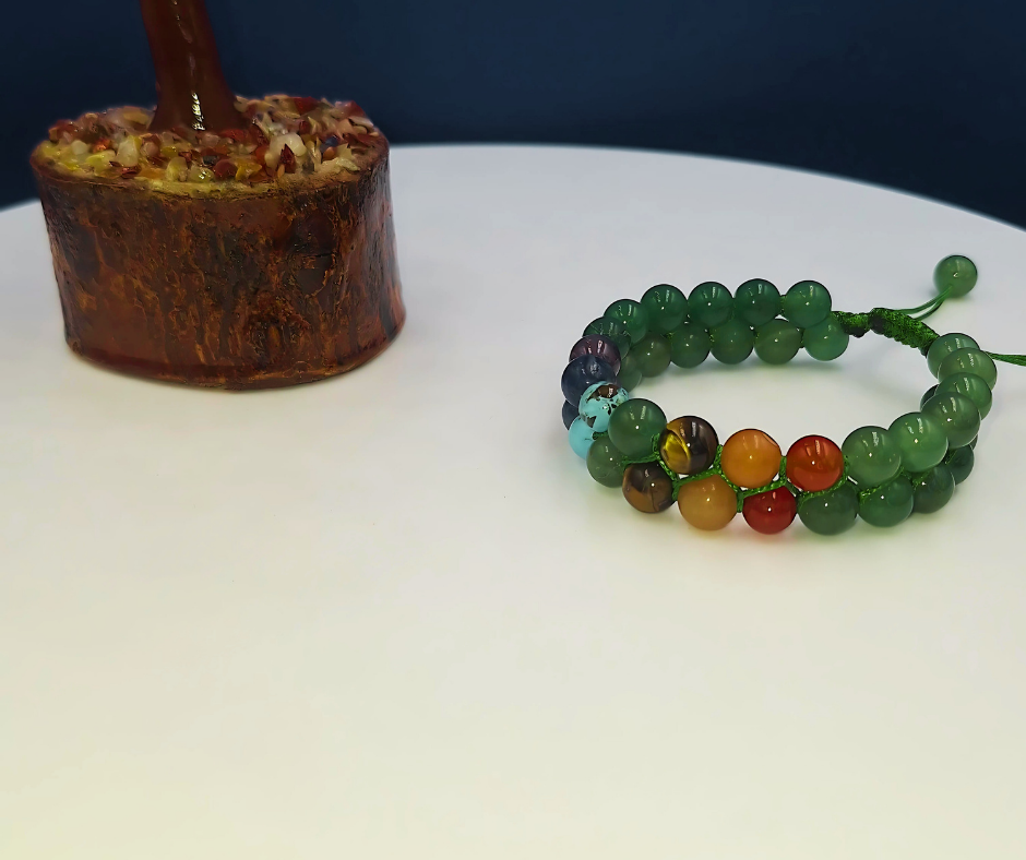 Green Aventurine 7 Chakra Bracelet - Lab Certified