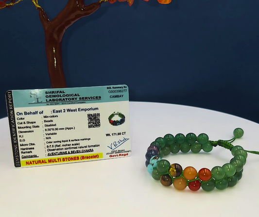 Green Aventurine 7 Chakra Bracelet - Lab Certified