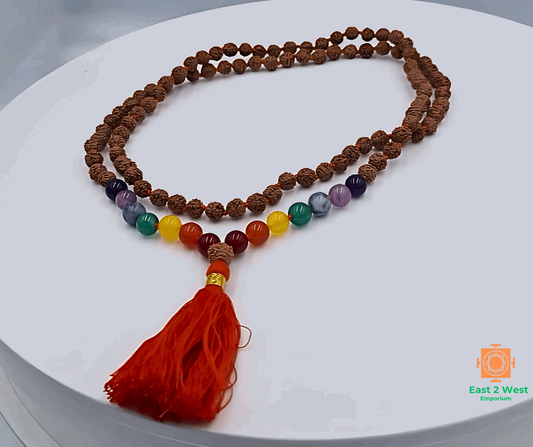 7 Colour Chakra Rudhraksha Mala Beads - East 2 West Emporium