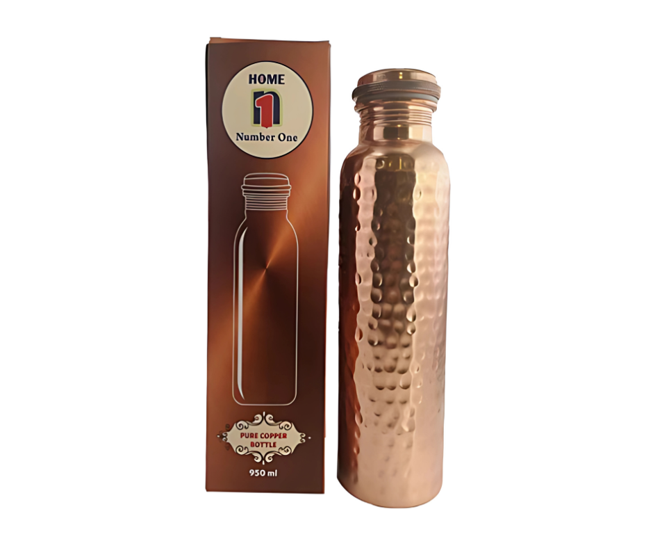 Pure Copper Water Bottle – 950ml (Hammered Design)