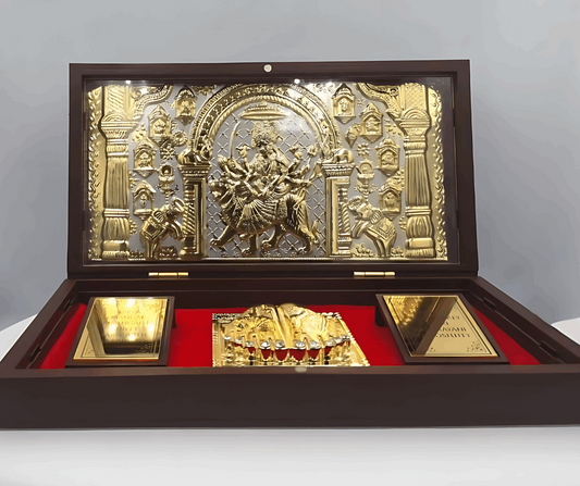 Devotional Pooja Box - Durga ( Large 21.3 x 11.6 cm ) - East 2 West Emporium