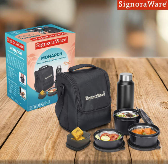 Signoraware - Monarch 5 Piece Lunch Bag Set with Stainless Steel Flask