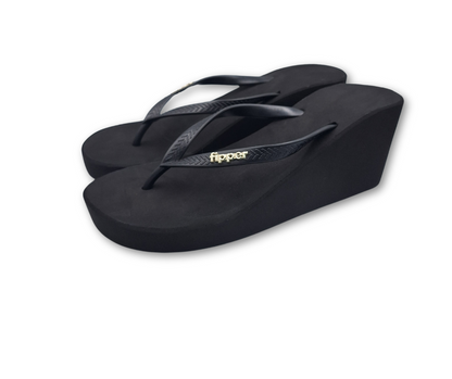 Fipper Wedges Flip Flops - Black