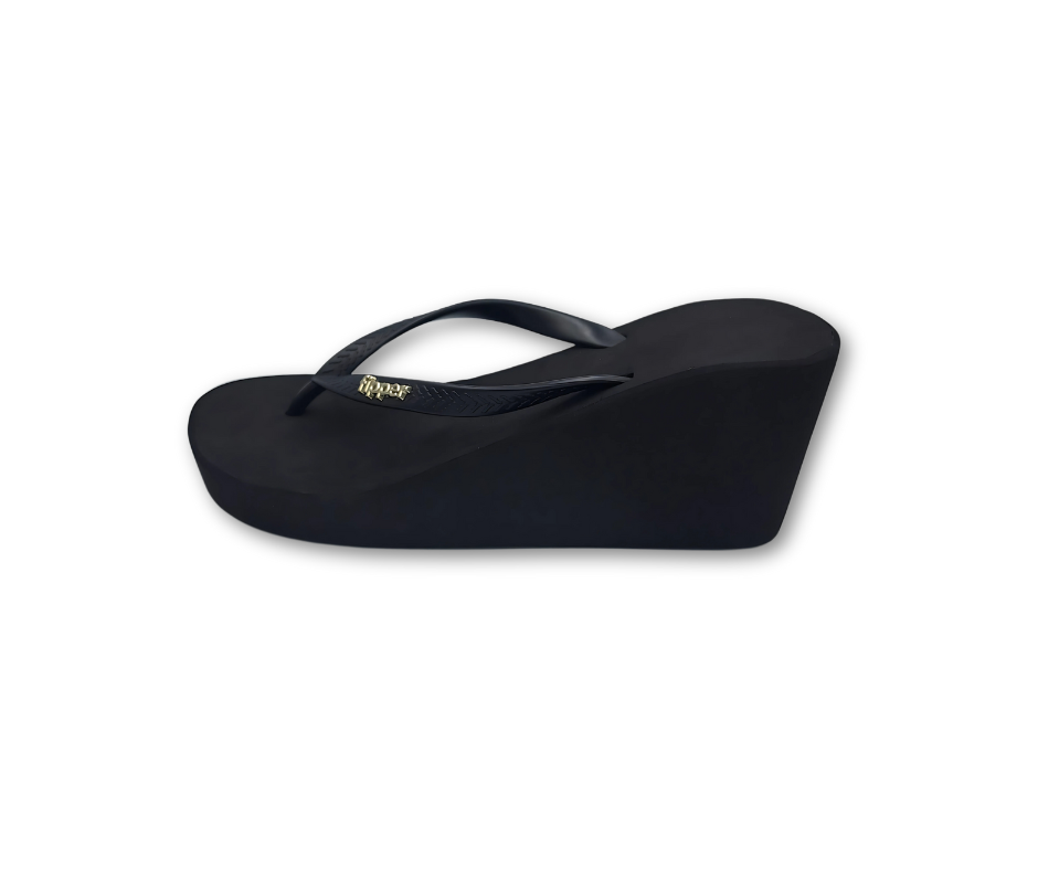 Fipper Wedges Flip Flops - Black