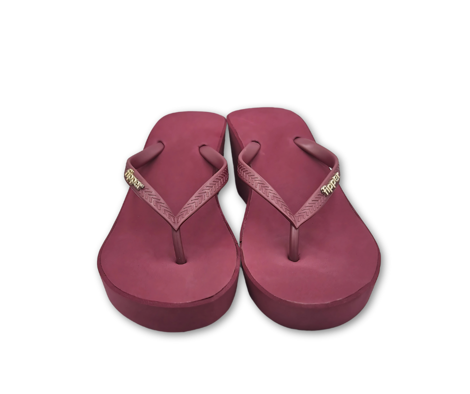 Fipper Wedges Flip Flops - Purple Bloom