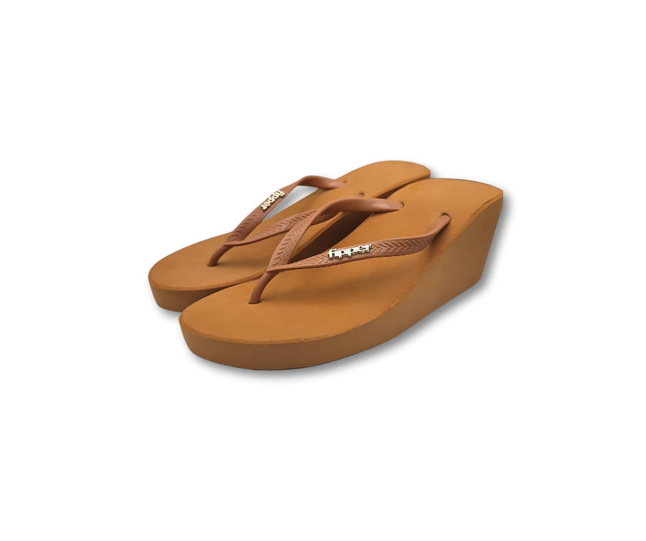 Fipper Wedges Flip Flops - Earth Brown