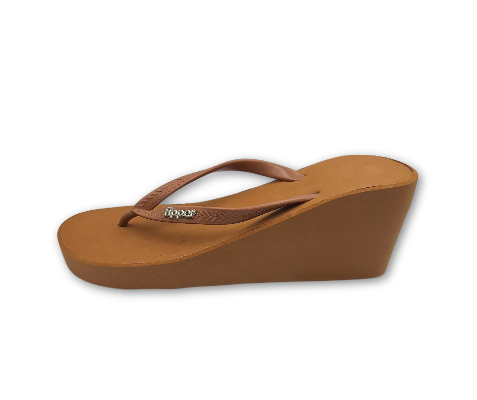 Fipper Wedges Flip Flops - Earth Brown