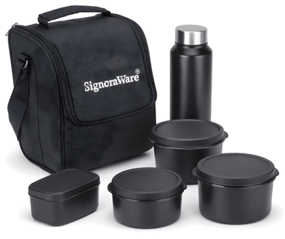 Signoraware - Monarch 5 Piece Lunch Bag Set with Stainless Steel Flask