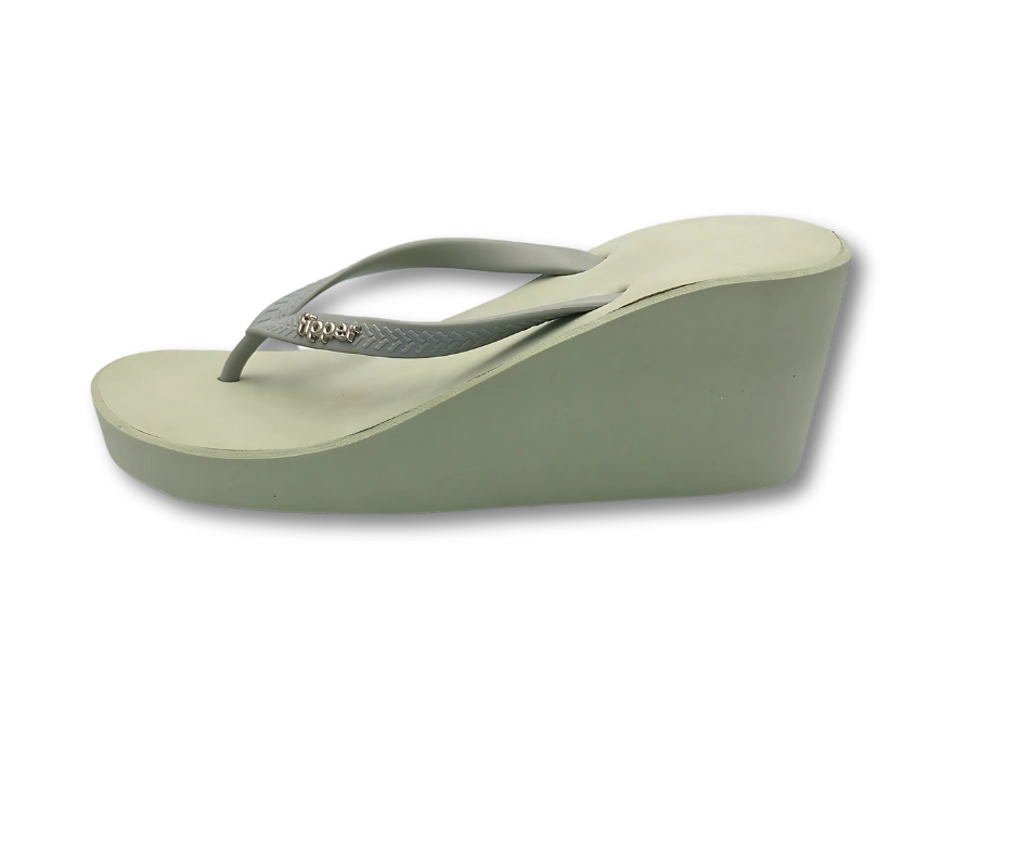 Fipper Wedges Flip Flops - Sage Green