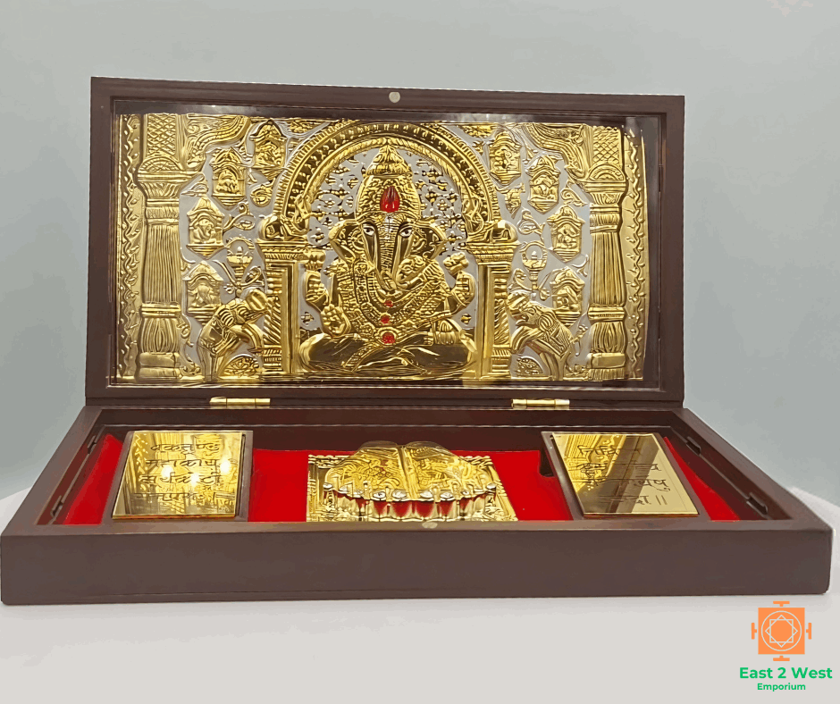 Devotional Pooja Box - Ganesha Ji ( Large 21.3 x 11.6 cm ) - East 2 West Emporium