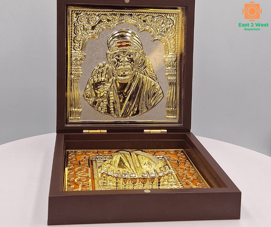 Devotional Pooja Box -  Sai Baba ( Medium  12 x 12 cm ) - East 2 West Emporium