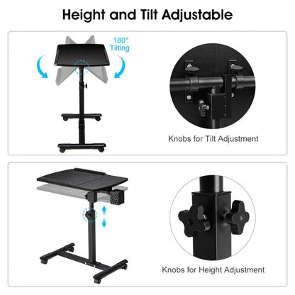 Portable Tilt and Height Adjustable Laptop Desk with Mouse Pad and Storage