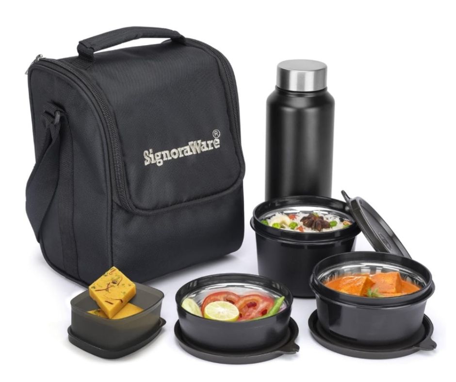 Signoraware - Monarch 5 Piece Lunch Bag Set with Stainless Steel Flask