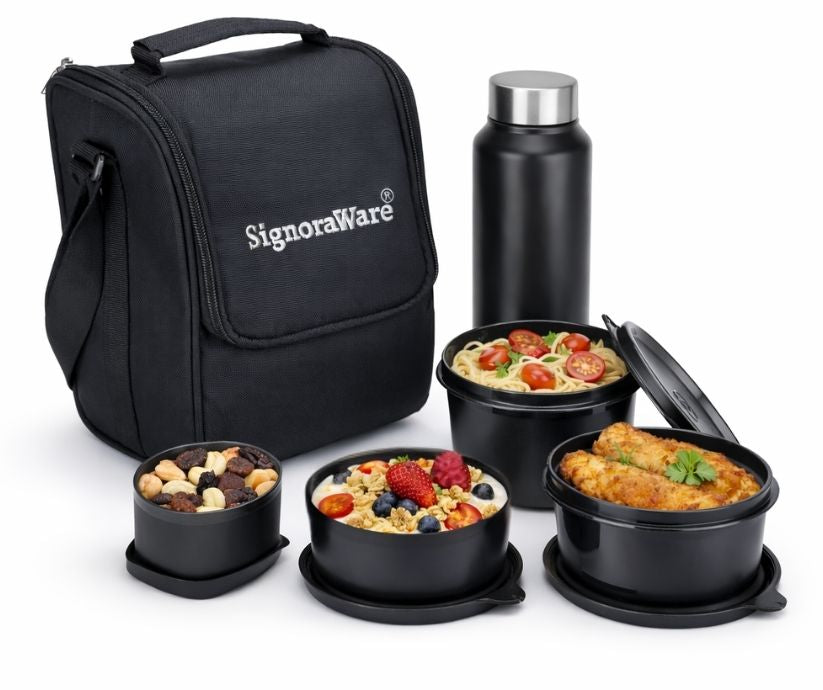 Signoraware - Monarch 5 Piece Lunch Bag Set with Stainless Steel Flask