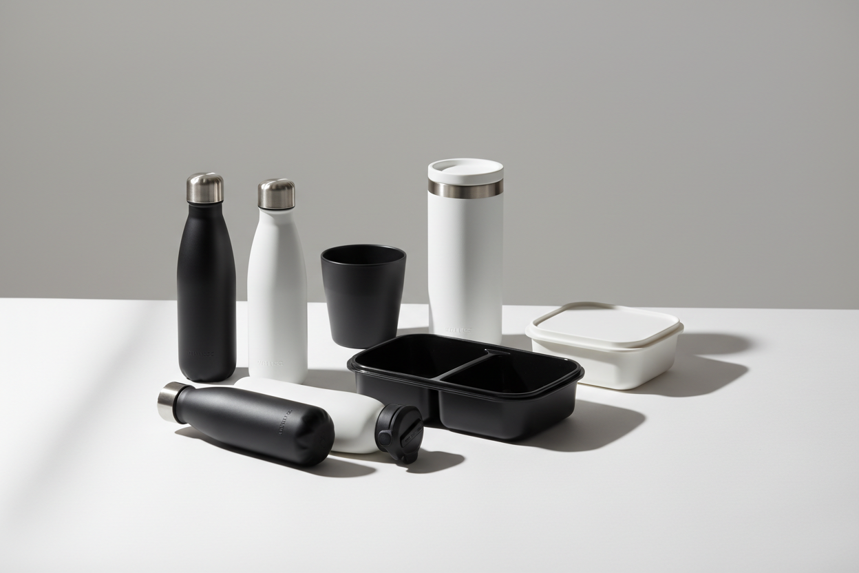 lunchware and drinkware white and black products